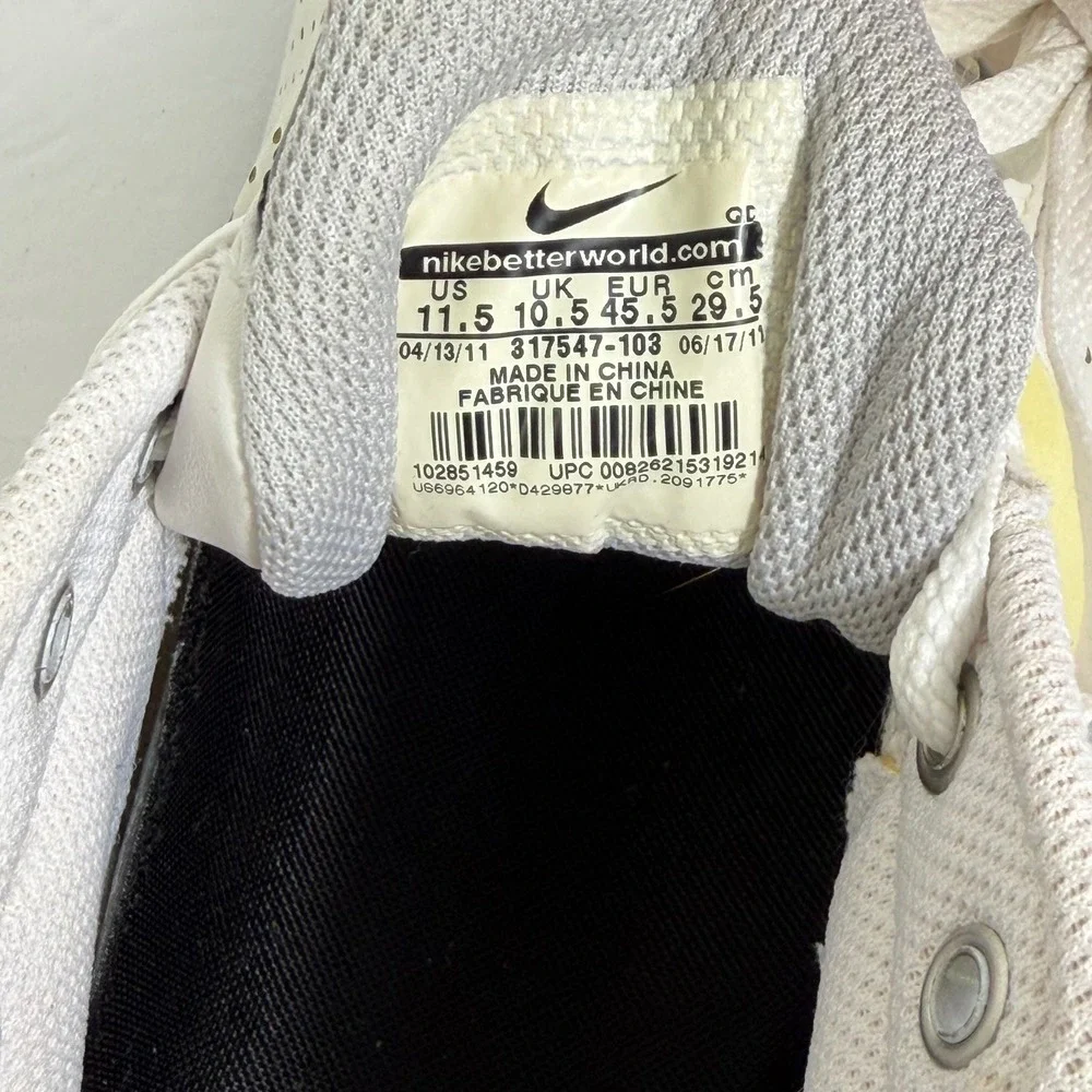 Nike Shox Turbo 12 Mens 11.5 White Yellow Silver Running Shoes 317547-103
